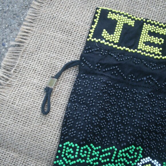 Vintage Beaded Peacock Jerusalem Drawstring Tote Bag - Picture 9 of 16